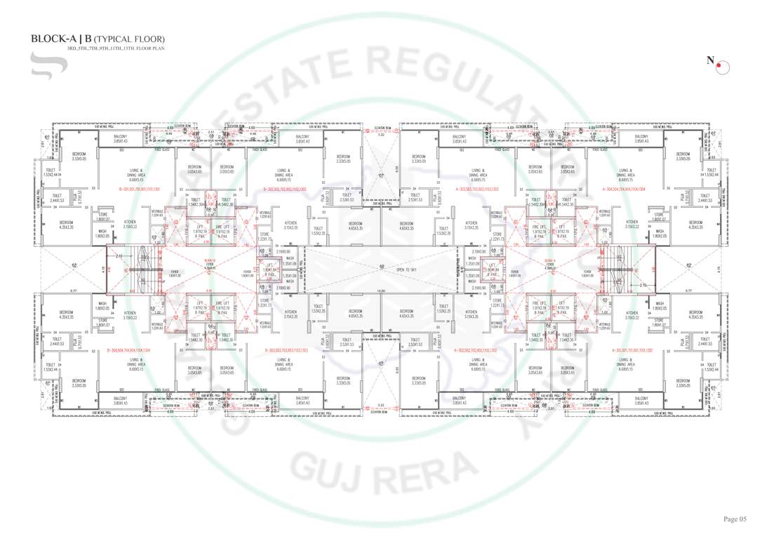 megh malhar indigo Tower A Cluster Plan from 3rd, 5th, 7th, 8th, 9th,11th and 13th Floor