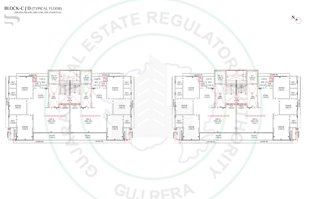 megh malhar indigo Tower A to D Cluster Plan from 2nd, 4TH, 6TH, 8TH, 10TH, 12TH and 14th Floor