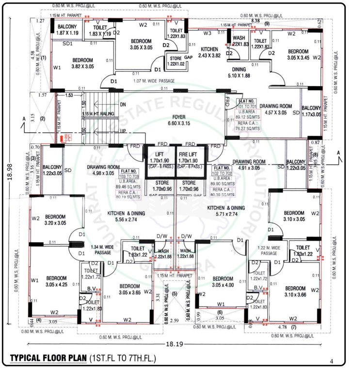  new pragna flats 1 Cluster Plan From 1st To 7th Floor