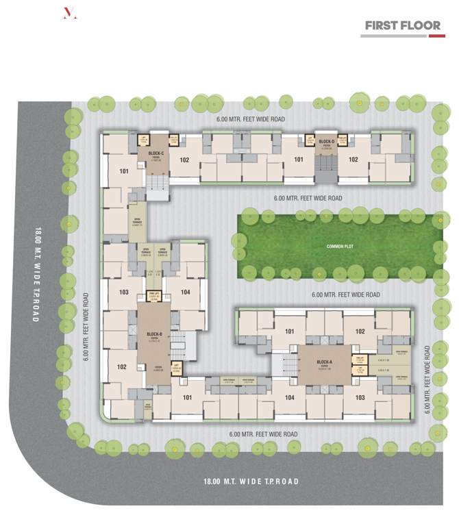 aishvaryam Block A to D Cluster Plan for 1st Floor