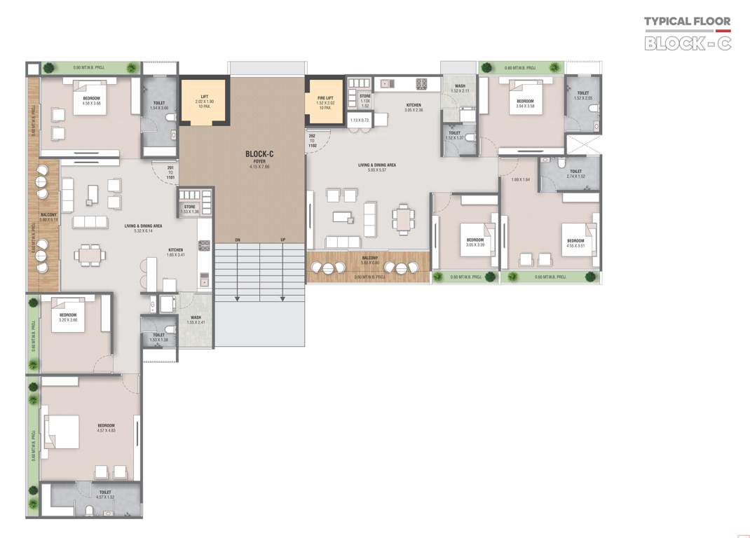 aishvaryam Block C Typical Cluster Plan