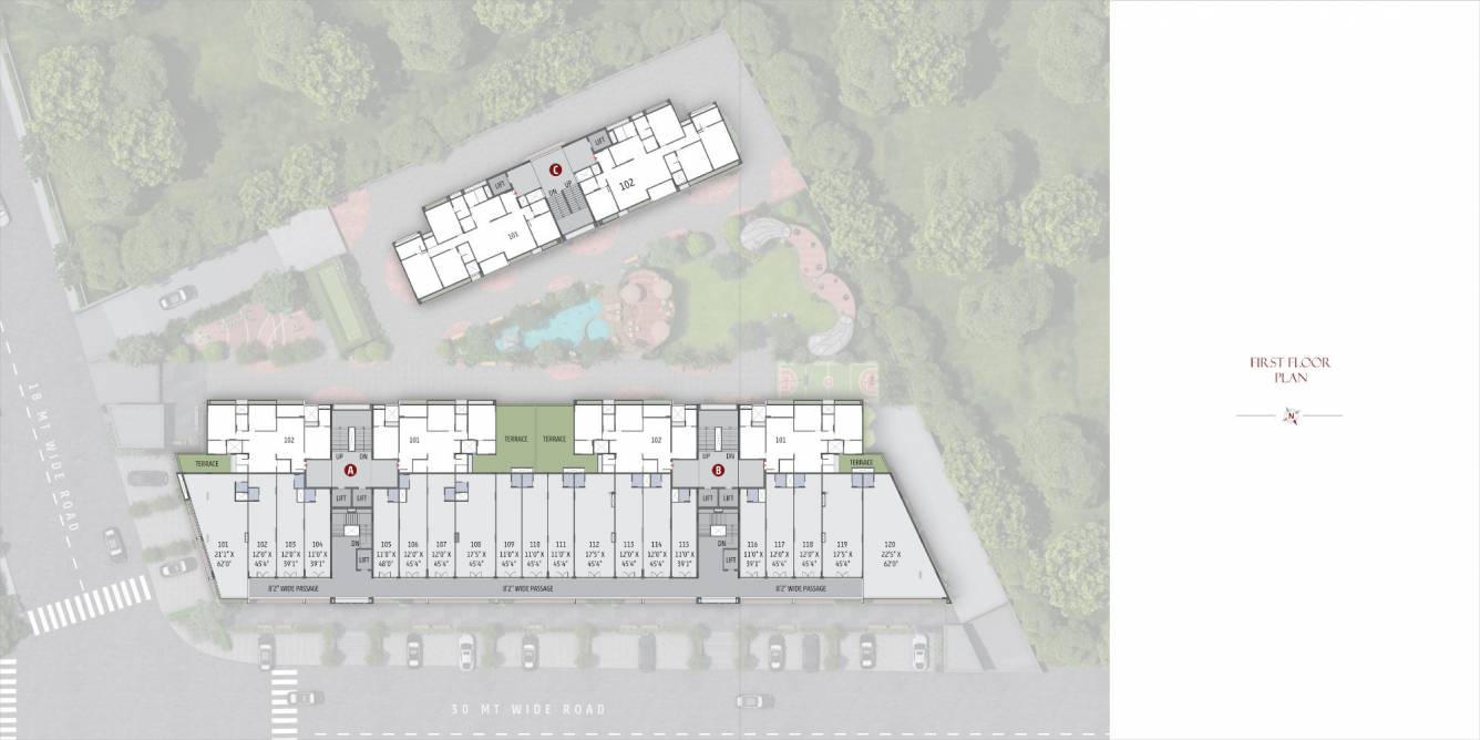  shagun seleste Block A, B And C Cluster Plan for 1st Floor