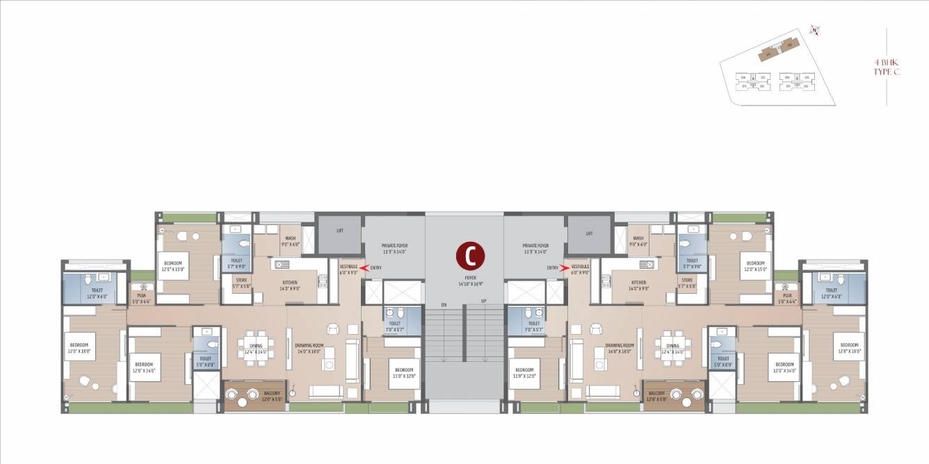  shagun seleste Block C Cluster Plan from 1st to 13th Floor