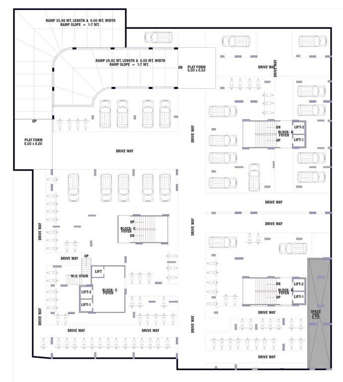 keshavam heights Block A,B,C Cluster Plan For 1st Basement