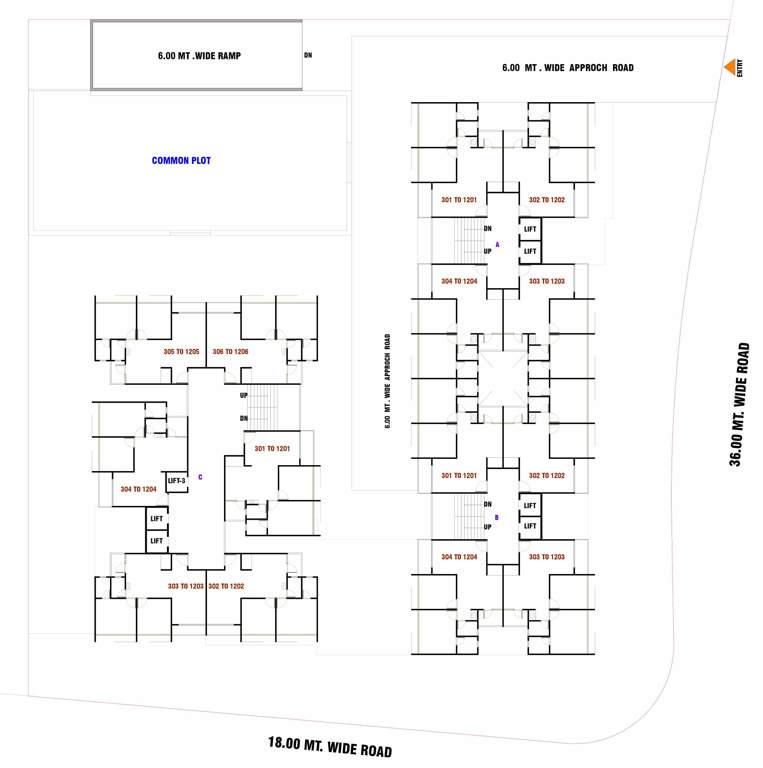 keshavam heights Block A,B,C Cluster Plan From 3rd To 12th Floor