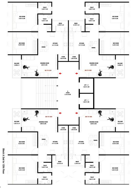 keshavam heights Block A Cluster Plan From 2nd To 12th Floor