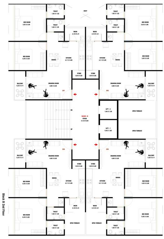 keshavam heights Block B Cluster Plan For 2nd Floor
