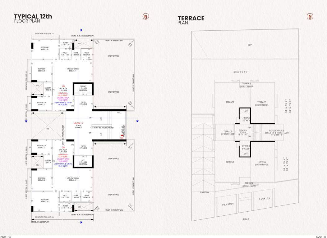  pragatya siddhi Block A Cluster Plan for 12th Floor And Terrace Floor