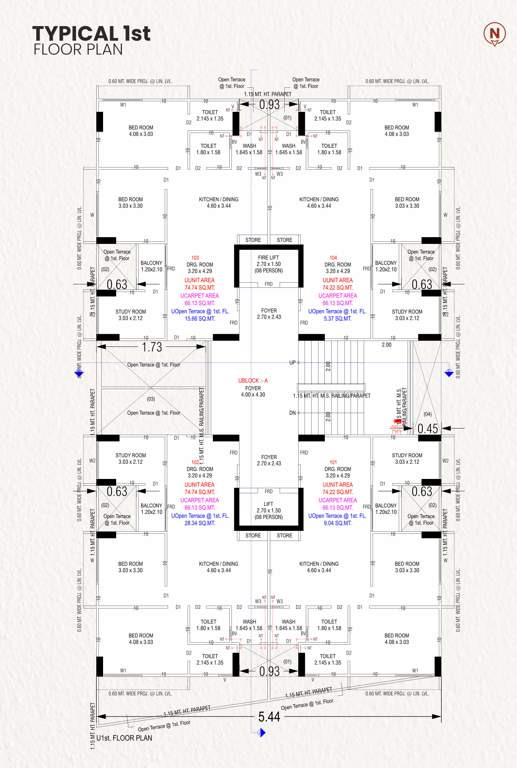  pragatya siddhi Block A Cluster Plan for 1st Floor