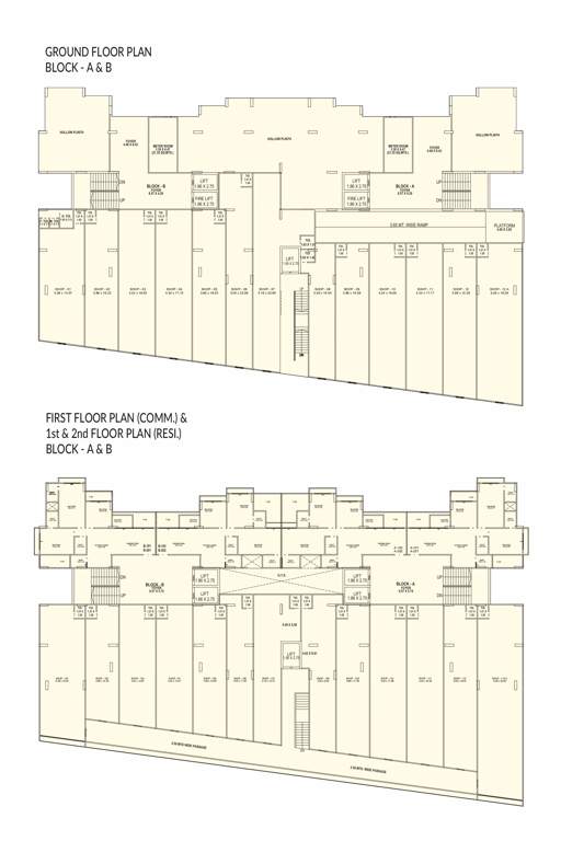  sourish Block A And Block B Cluster Plan from ground to 2nd Floor