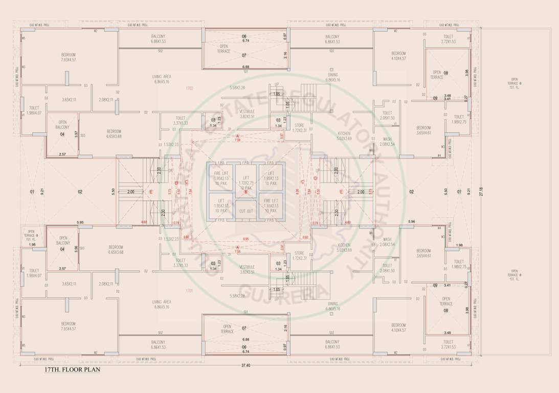 advaita Block A Cluster Plan for 17th Floor