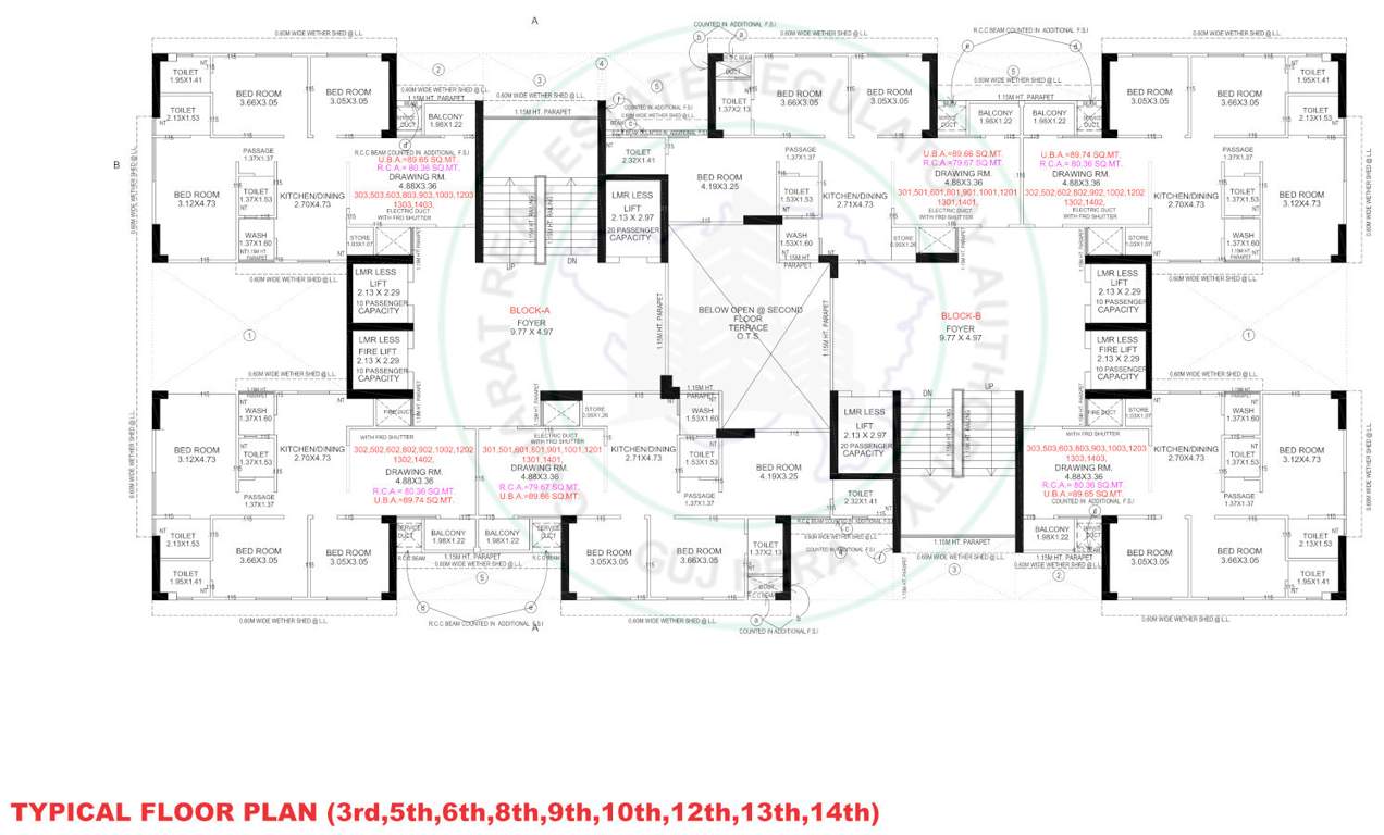  aaditya two A, B Cluster Plan For 3rd, 5th, 6th, 8th, 9th, 10th, 12th, 13th, 14th Floor