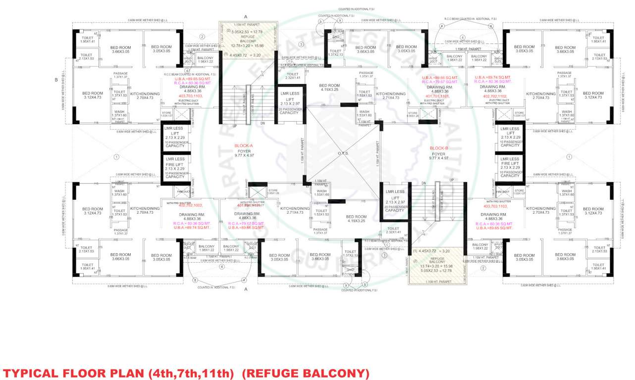  aaditya two A, B Cluster Plan For 4th, 7th, 11th Floor