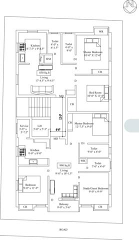  bhuvana-flats Bhuvana Flats Cluster Plan from 1st to 3rd Floor