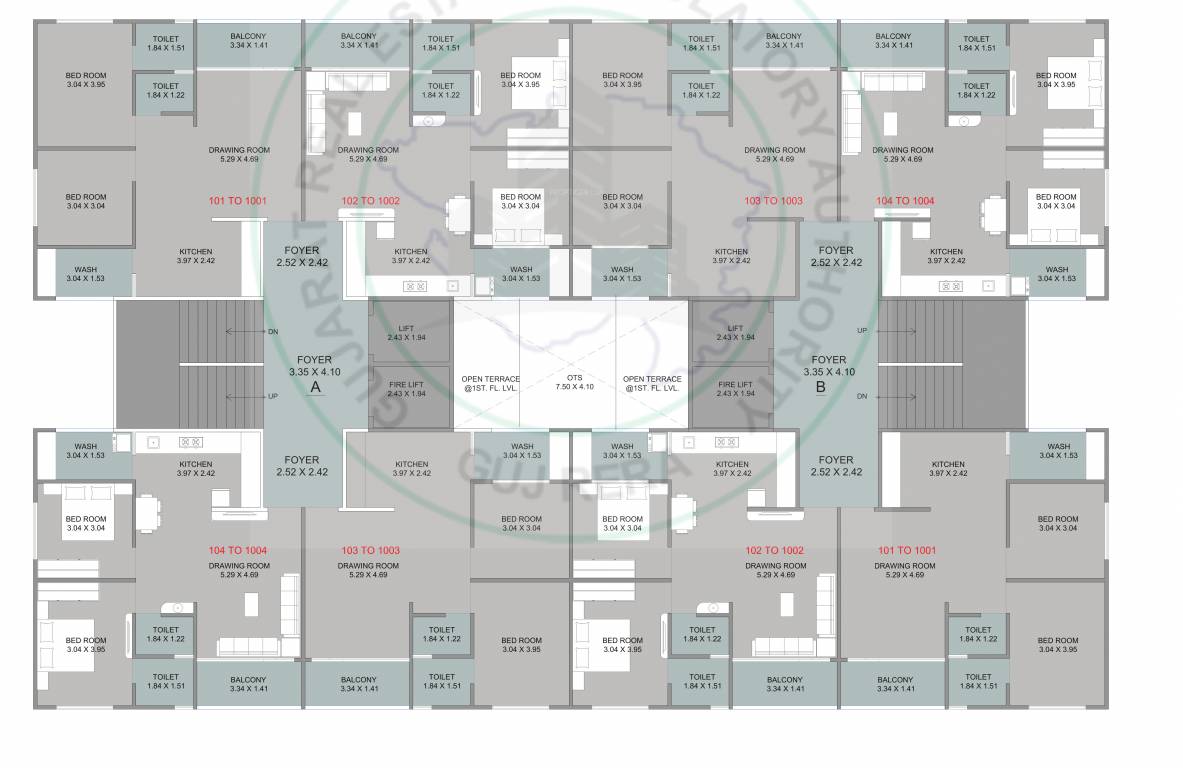  vrundavan heights Tower A & B Cluster Plan from 1st to 10th Floor