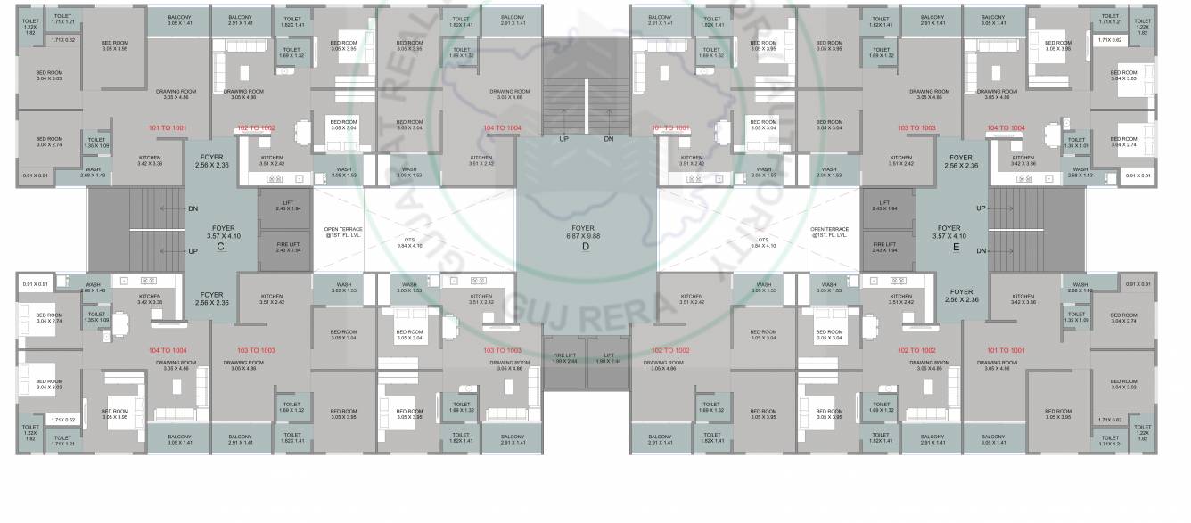  vrundavan heights Tower C, D & ECluster Plan from 1st to 10th Floor