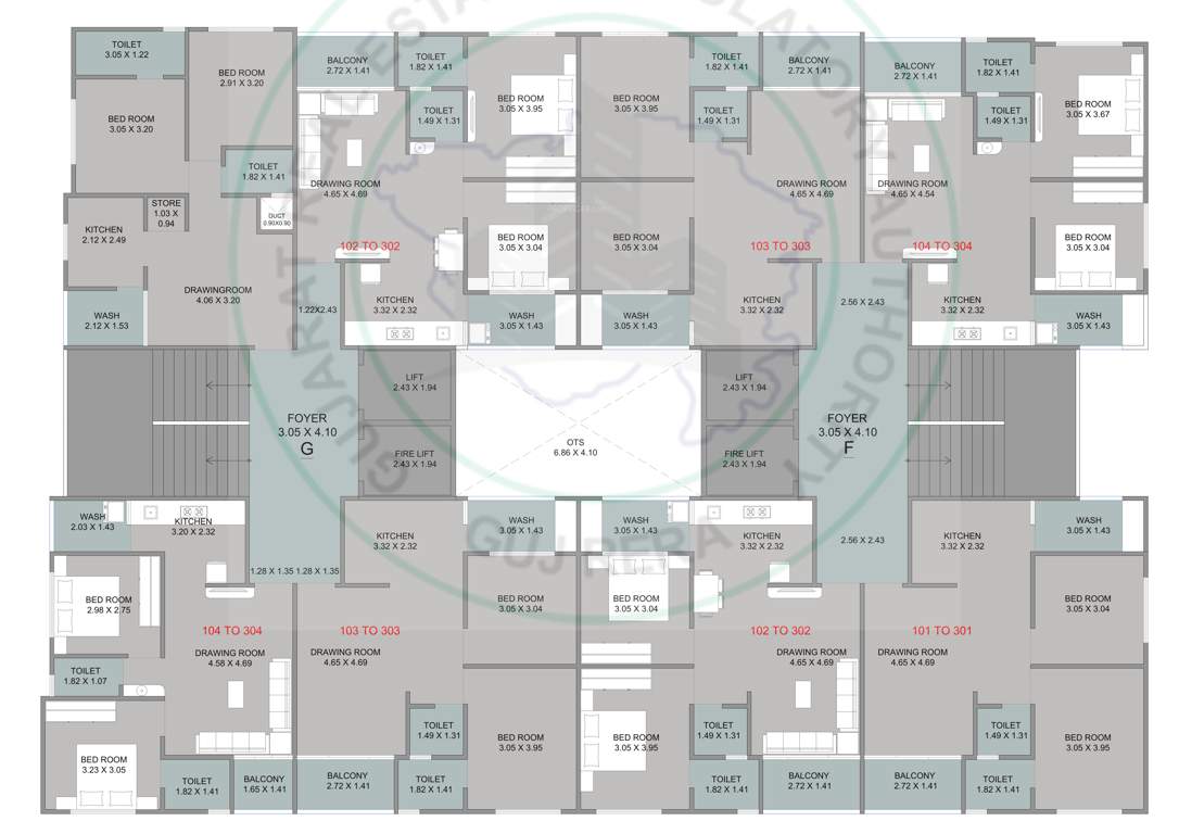  vrundavan heights Tower F & G Cluster Plan from 1st to 10th Floor