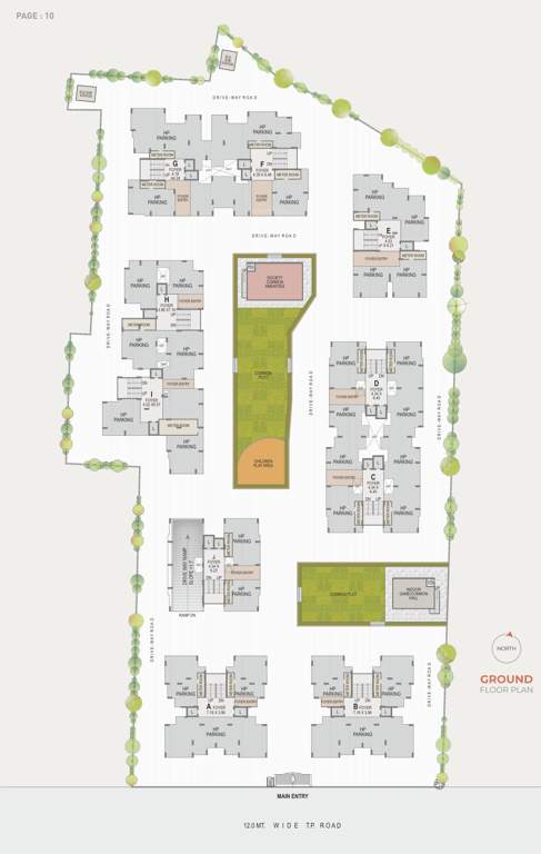  heights Tower A, B, C, D, E, F, G, H, I & J Cluster Plan for ground Floor
