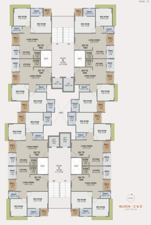 heights Tower C & D Typical Cluster Plan