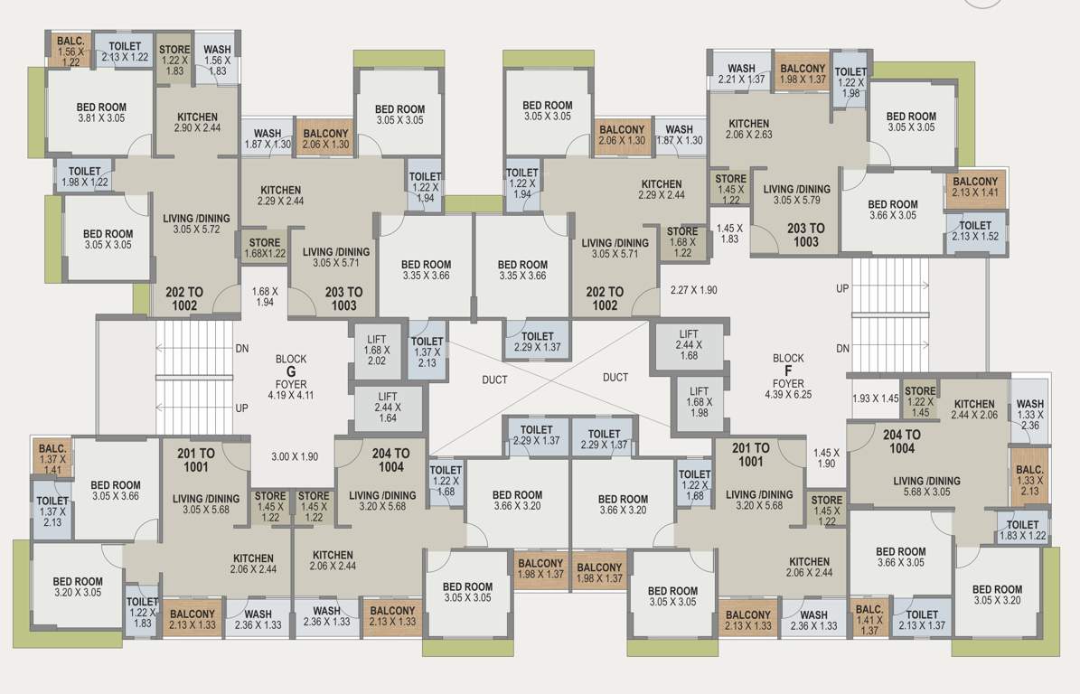  heights Tower G & F Typical Cluster Plan