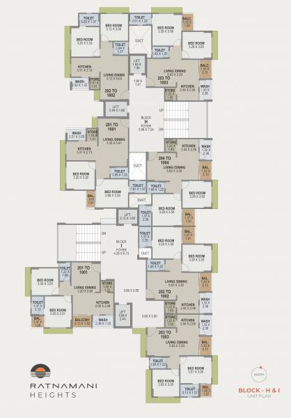  heights Tower H & I Typical Cluster Plan