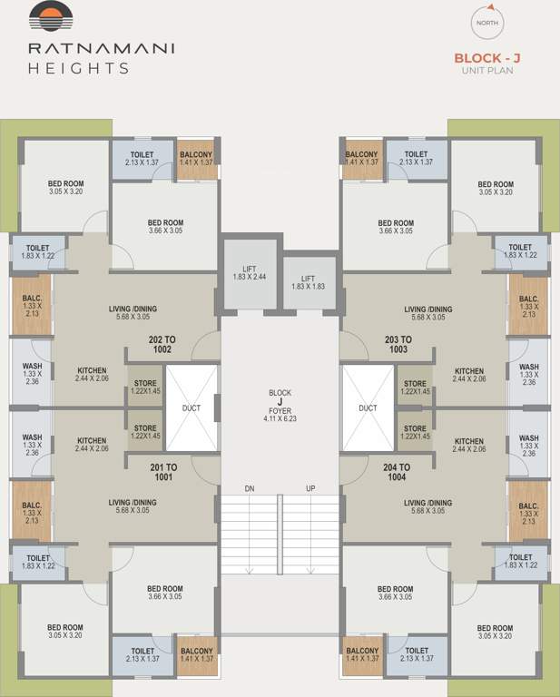  heights Tower J Typical Cluster Plan