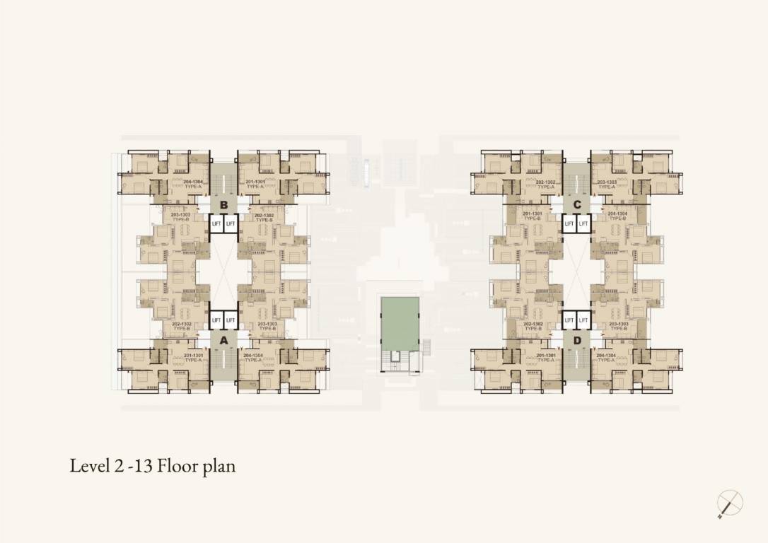  deshna Block A  To Block D Cluster Plan from 2nd to 13th Floor
