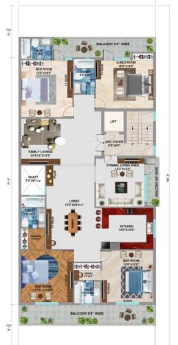  ji-associates-luxury-floors-400-sq-yd Ji Associates Luxury Floors 400 Sq Yd Cluster Plan from 1st to 4th Floor