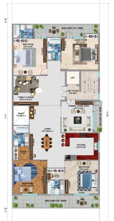  ji associates luxury floors 400 sq yd Ji Associates Luxury Floors 400 Sq Yd Cluster Plan from 1st to 4th Floor