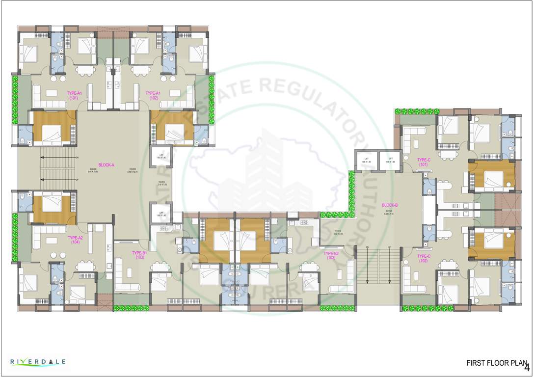 riverdale Block A And B Cluster Plan for 1st Floor