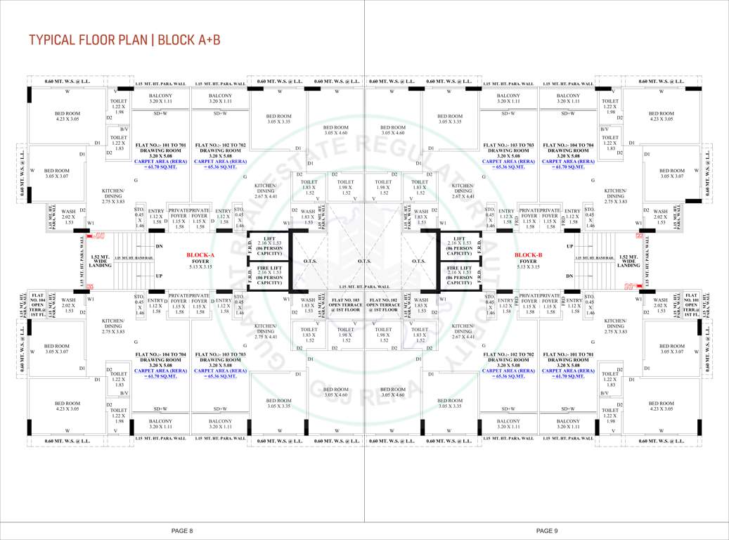  shree narayan heights Block A And B Cluster Plan from 1st to 7th Floor
