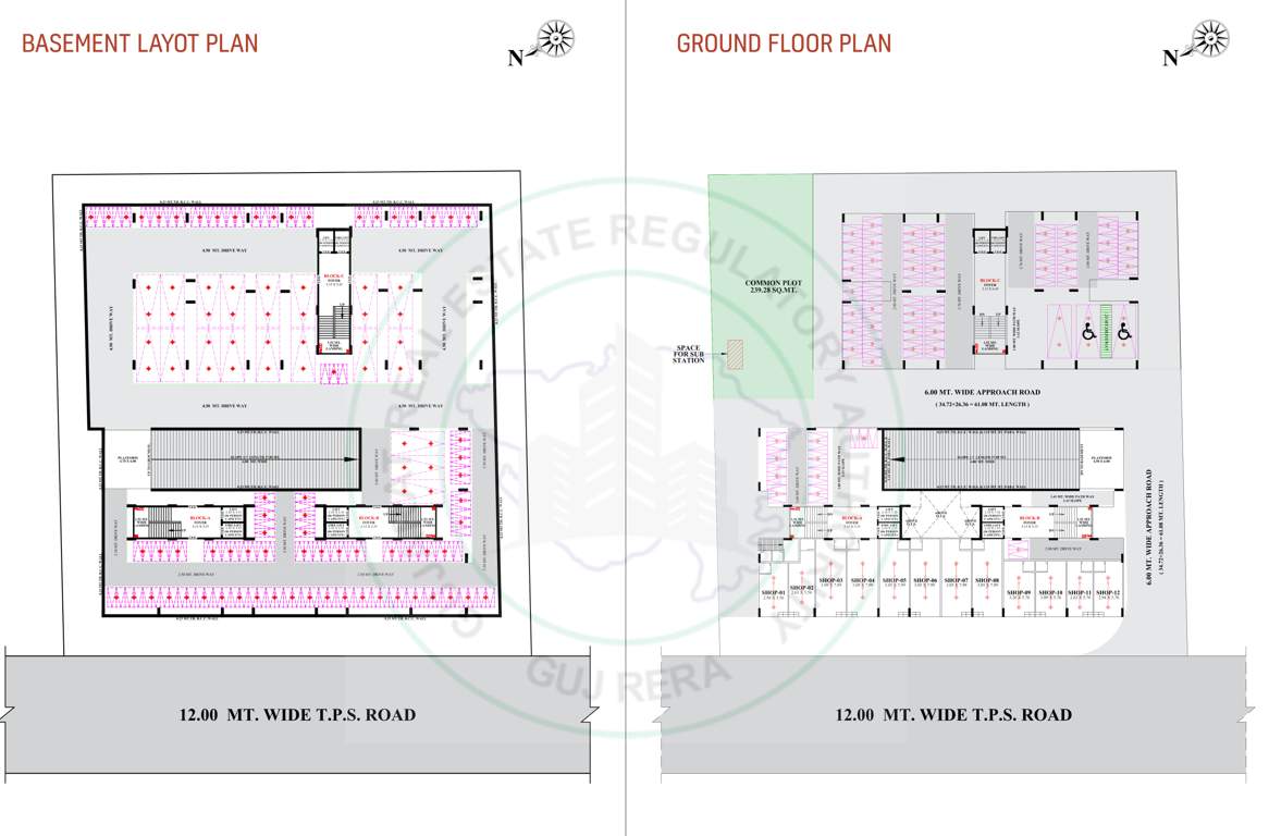  shree narayan heights Block A, B And C Cluster Plan for Basement And ground Floor