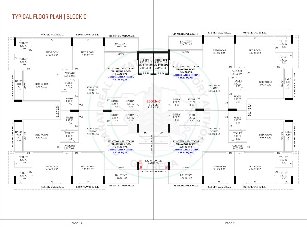  shree narayan heights Block A Cluster Plan from 1st to 7th Floor