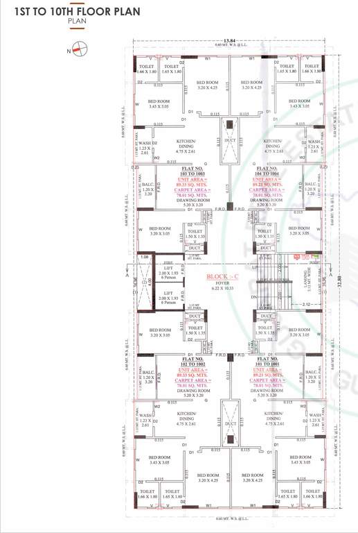 radiant rays Block C Cluster Plan From 1st To 10th Floor
