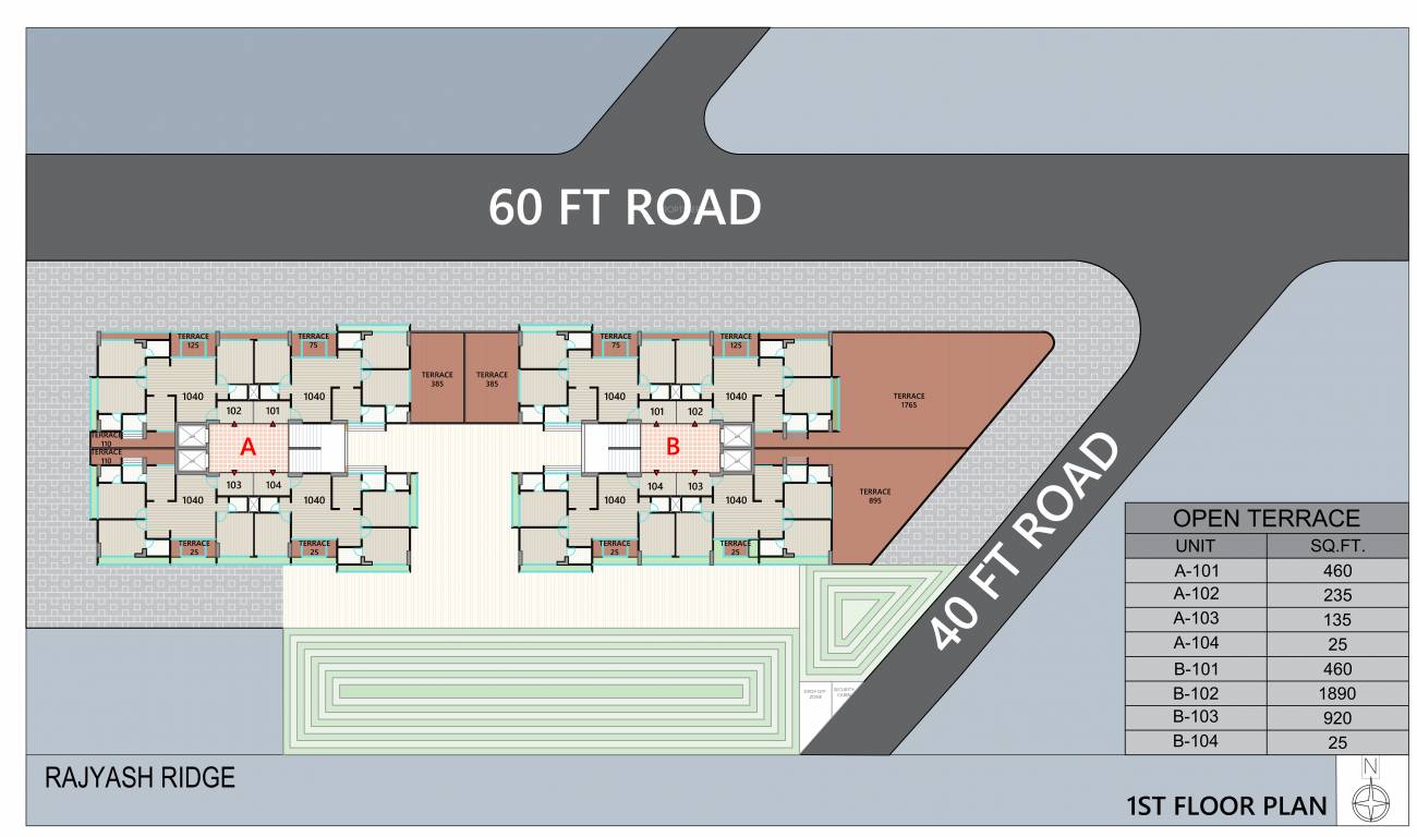  ridge Block A, Block B Cluster Plan for 1st Floor