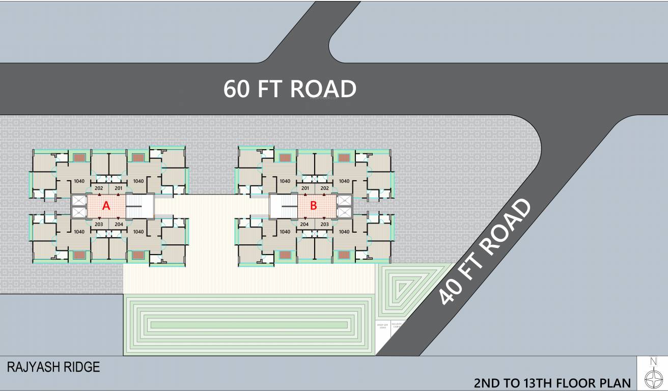 ridge Block A, Block B Cluster Plan from 2nd to 13th Floor