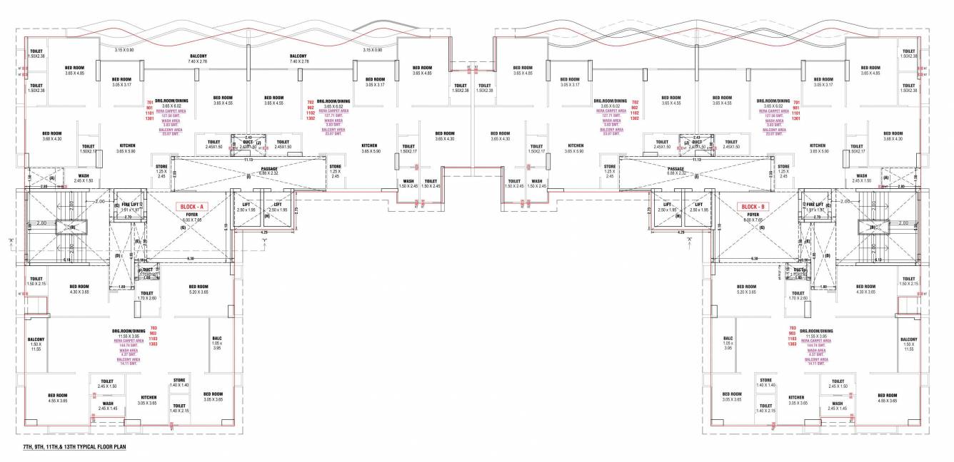  avan Block A Cluster Plan From 7th , 9TH To 13th Floor