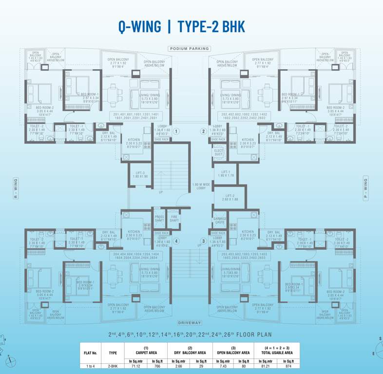 puneville phase iii cluster d Q Wing Cluster Plan 2nd, 4th, 6th, 10th, 12th, 14th,16th, 20th, 22th, 24th & 26th Floor