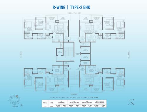 puneville-phase-iii-cluster-d R Wing Cluster Plan For 2nd, 4th, 6th, 10th,  12th, 14th,16th, 20th, 22th, 24th & 26th Floor