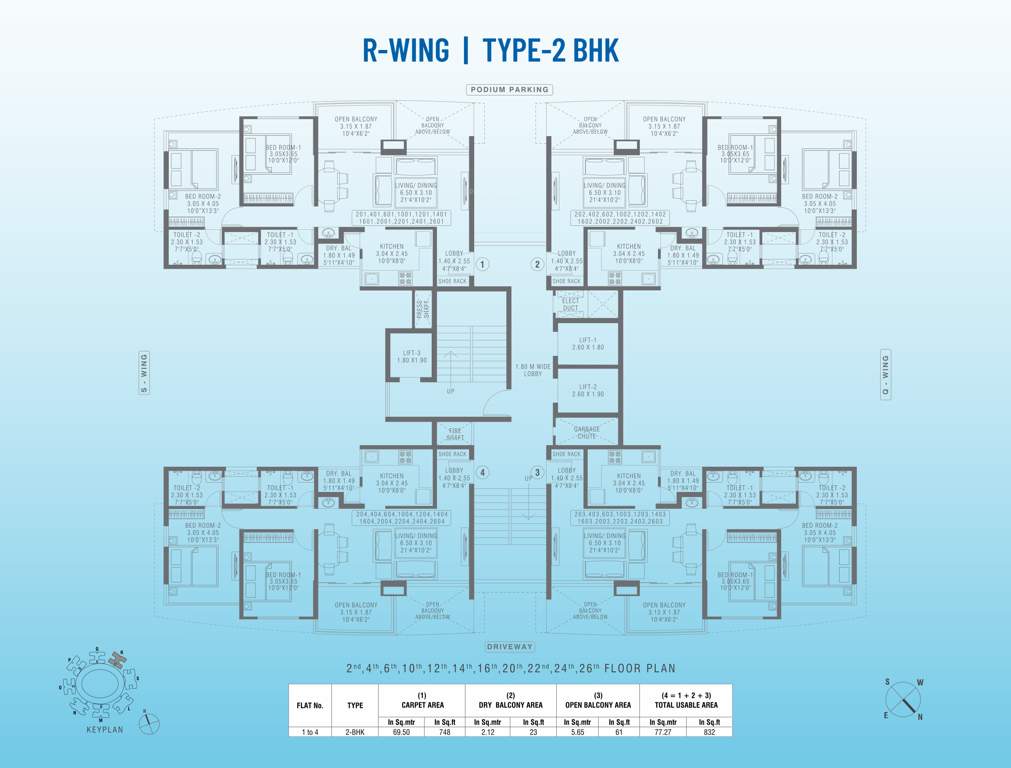  puneville phase iii cluster d R Wing Cluster Plan For 2nd, 4th, 6th, 10th,  12th, 14th,16th, 20th, 22th, 24th & 26th Floor