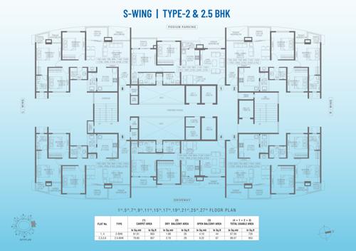  puneville-phase-iii-cluster-d S Wing Cluster Plan For 1st, 5th, 7th, 9th, 11th, 15, 17th, 19th, 21th, 25th & 27th Floor