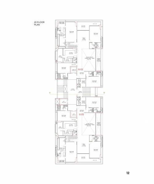  40 Times 40 Cluster Plan for 20th Floor