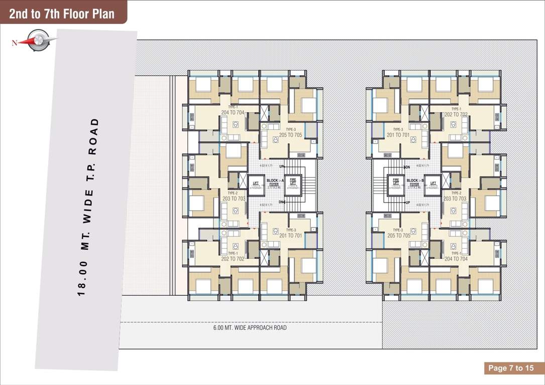 divylaksh elegance Block A & B Cluster Plan from 2nd to 7th Floor