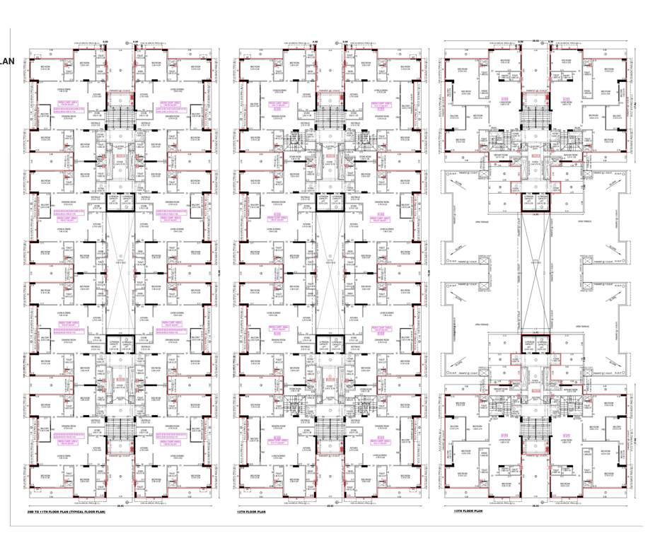  kalpavatika Block A And B Cluster Plan From 2nd To 13th Floor