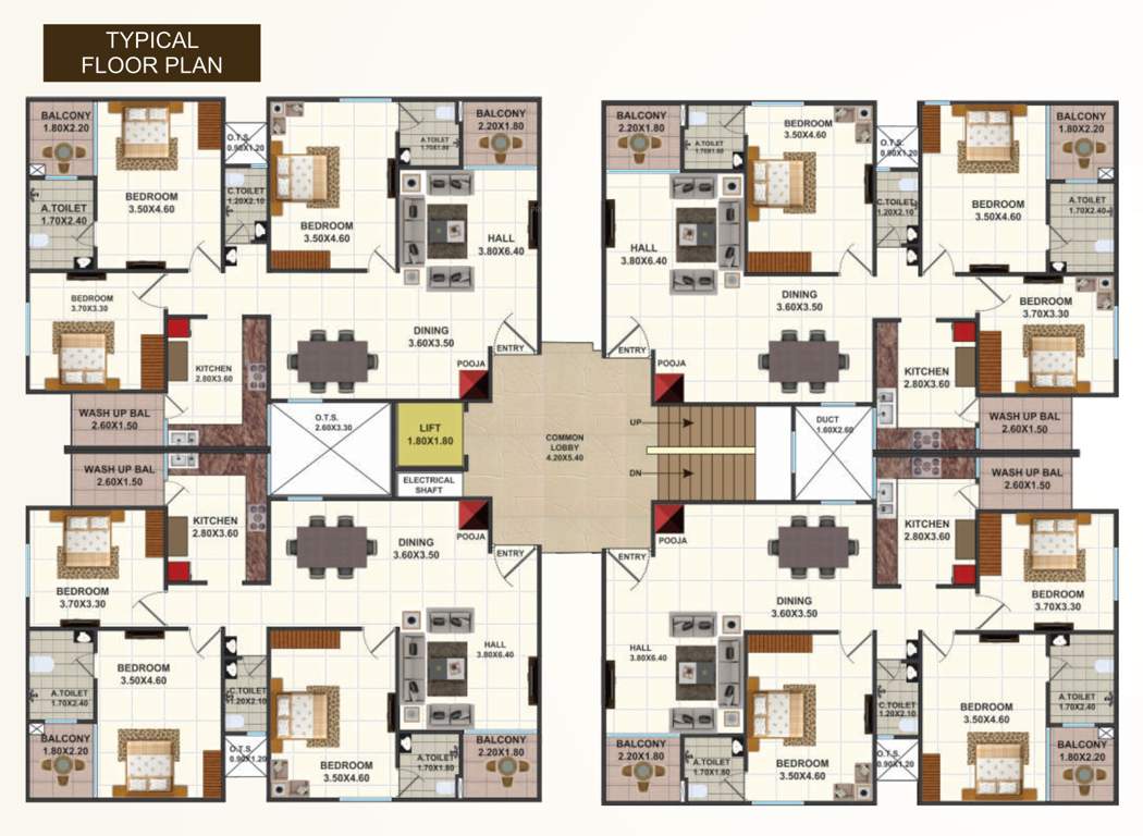  ishaan heights Block A And Block B Cluster Plan from 1st to 4th Floor