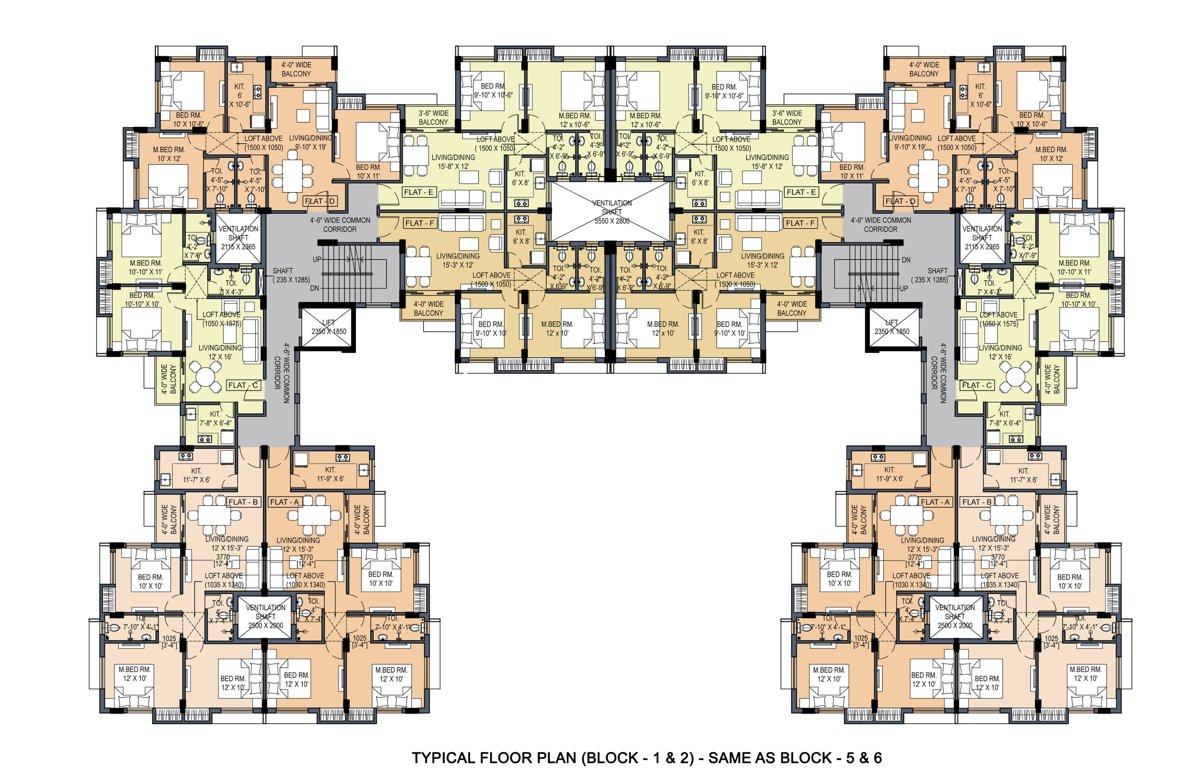  aadrita Block 1, 2, 5 And 6 Cluster Plan from 1st to 4th Floor