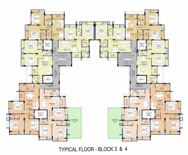 Block 3 And 4 Cluster Plan from 1st to 4th Floor aadrita Block 3 And 4 Cluster Plan from 1st to 4th Floor