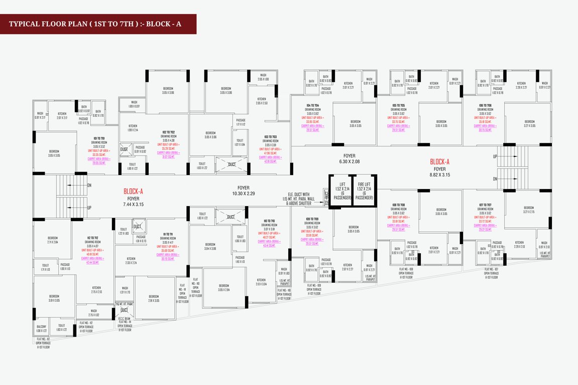  shivanta one Block A Cluster Plan from 1st to 7th Floor