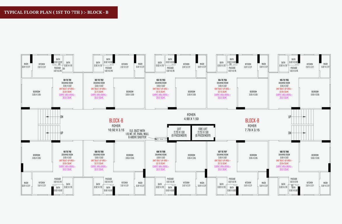  shivanta one Block B Cluster Plan from 1st to 7th Floor