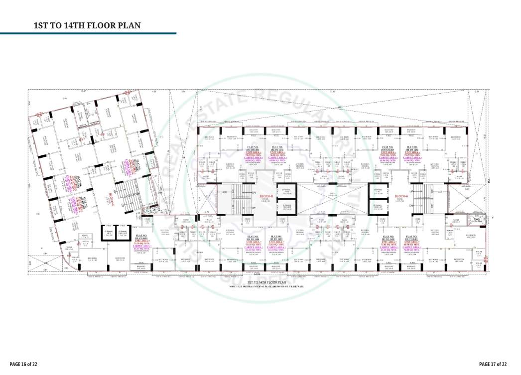  the satyagrah landmark Block B Cluster Plan from 1st to 14th Floor